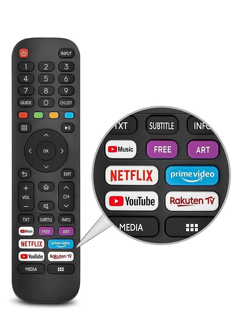 Universal Replacement for VIDAA-TV-Remote, New Upgraded Infrared Remote Control EN2G30H/EN2A30,with Netflix, Prime Video, YouTube, Rakuten TV Buttons - Image 1
