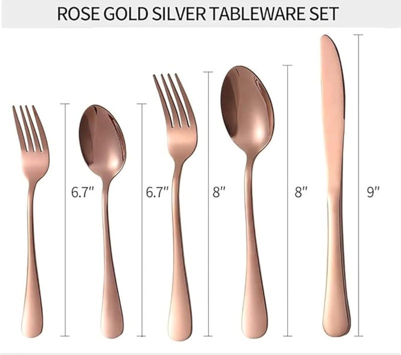 GJROAD Stainless Steel Silverware Set Includes Knife Fork and Spoon Utensils MirrorPolished Durable Flatware for Dining Rose Gold 10 - Image 2