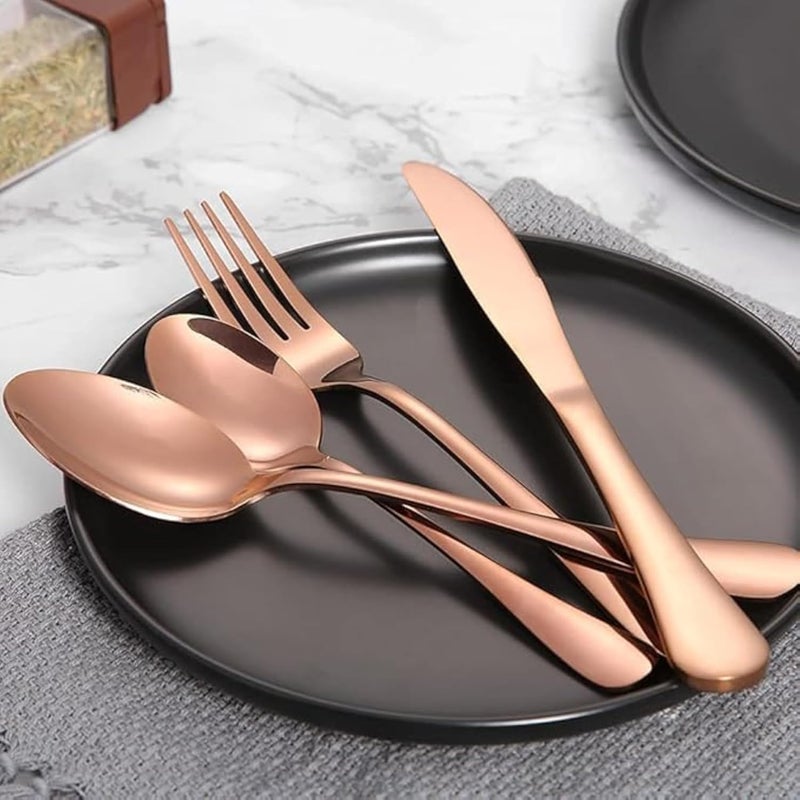 GJROAD Stainless Steel Silverware Set Includes Knife Fork and Spoon Utensils MirrorPolished Durable Flatware for Dining Rose Gold 10 - Image 4