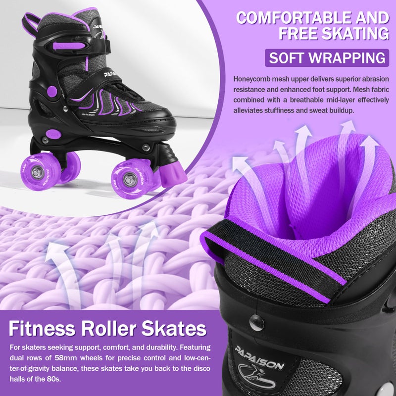 PAPAISON Roller Skates for Girls Ages 8-12, Adjustable Size Youth Women Quad Skates with Light up Wheels Indoor Outdoor - Image 5