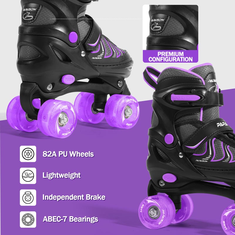 PAPAISON Roller Skates for Girls Ages 8-12, Adjustable Size Youth Women Quad Skates with Light up Wheels Indoor Outdoor - Image 4