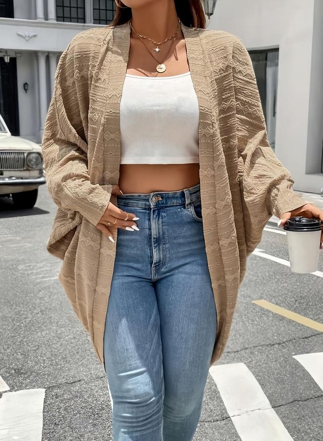Take Two Plus Size Embroidered Knitted Longline Cardigan - Image 3