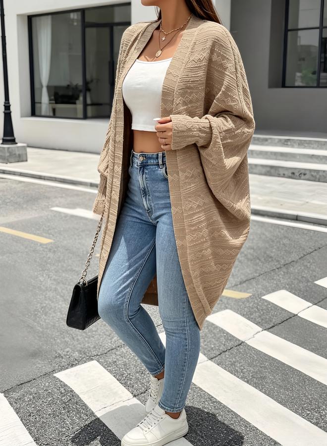 Take Two Plus Size Embroidered Knitted Longline Cardigan - Image 2