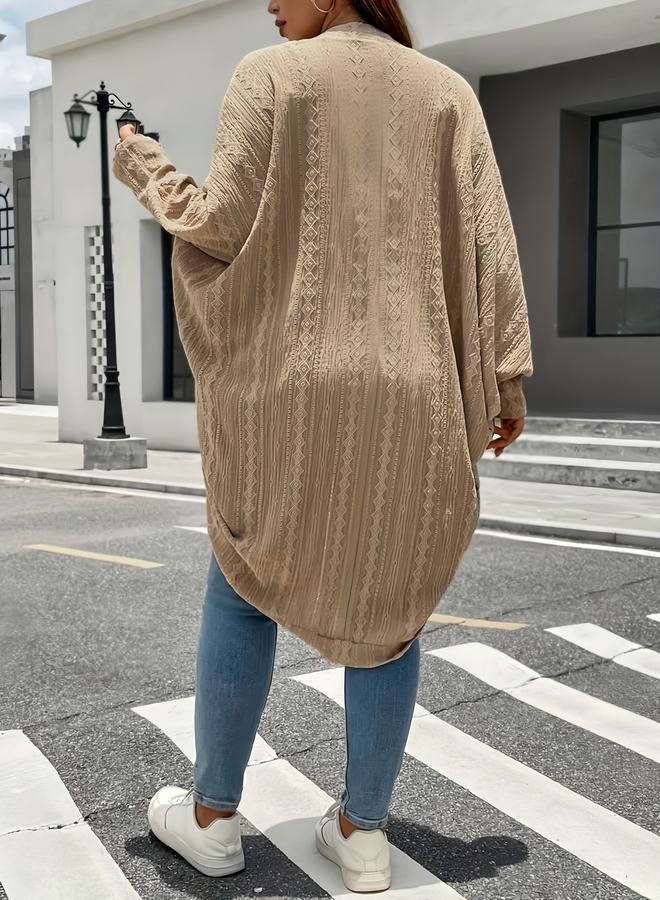 Take Two Plus Size Embroidered Knitted Longline Cardigan - Image 4