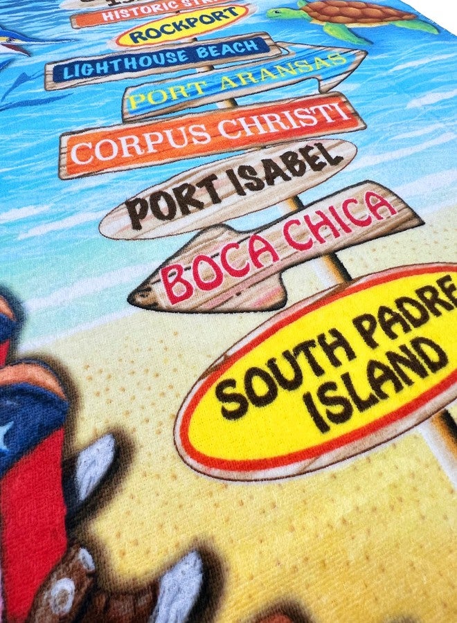 Beachland Texas Beach Towel 30 x 60 inch 100% Cotton (30" x 60", Texas Signs) - Image 3