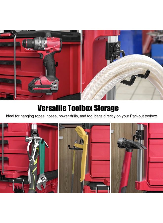 BPOPO 2 Pack Hooks Compatible for Milwaukee Packout Toolbox Rail,Heavy-Duty Storage Hooks for Holding Power Drills,Ropes, Hoses,No-Drill Installation for Easy Packout Toolbox Storage Tools - Image 3