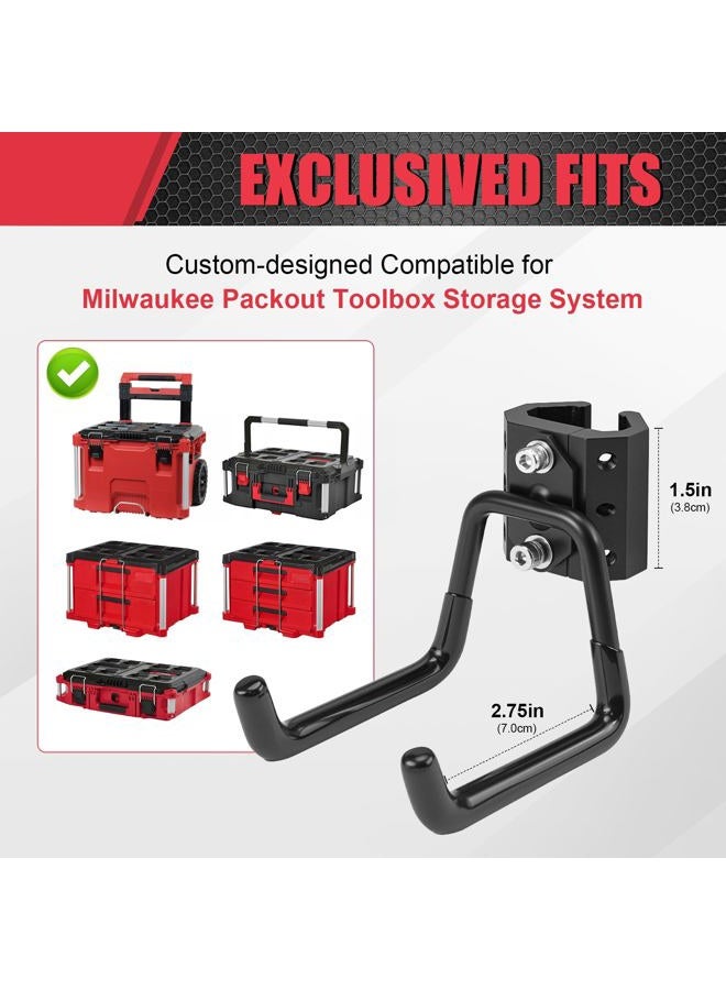 BPOPO 2 Pack Hooks Compatible for Milwaukee Packout Toolbox Rail,Heavy-Duty Storage Hooks for Holding Power Drills,Ropes, Hoses,No-Drill Installation for Easy Packout Toolbox Storage Tools - Image 2