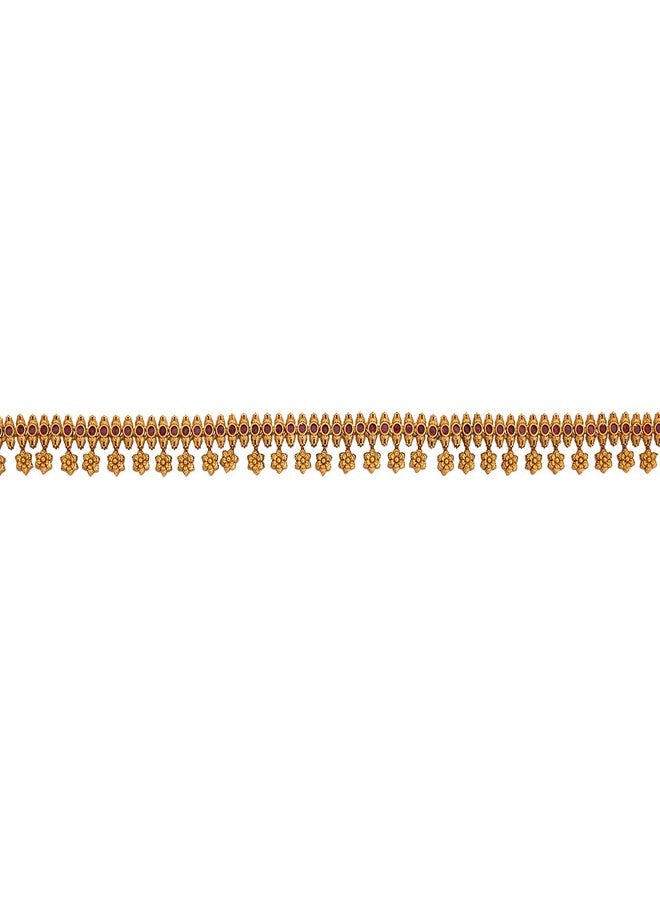 Kushal's Fashion Jewellery Ruby Gold Plated Antique Kamarbandh Waist Belt with Adjustable Chain for Women - Bridesmaid & Special Occasion Jewellery - 449224 - Image 3