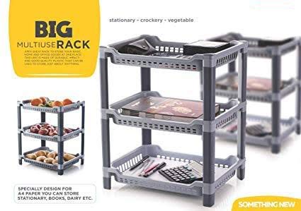 ShopoBox Multi Purpose Unbreakable Plastic Rack 3 Shelves Fruits Vegetable Storage Household Office Stand Multi Color A 3 Layer - Image 2