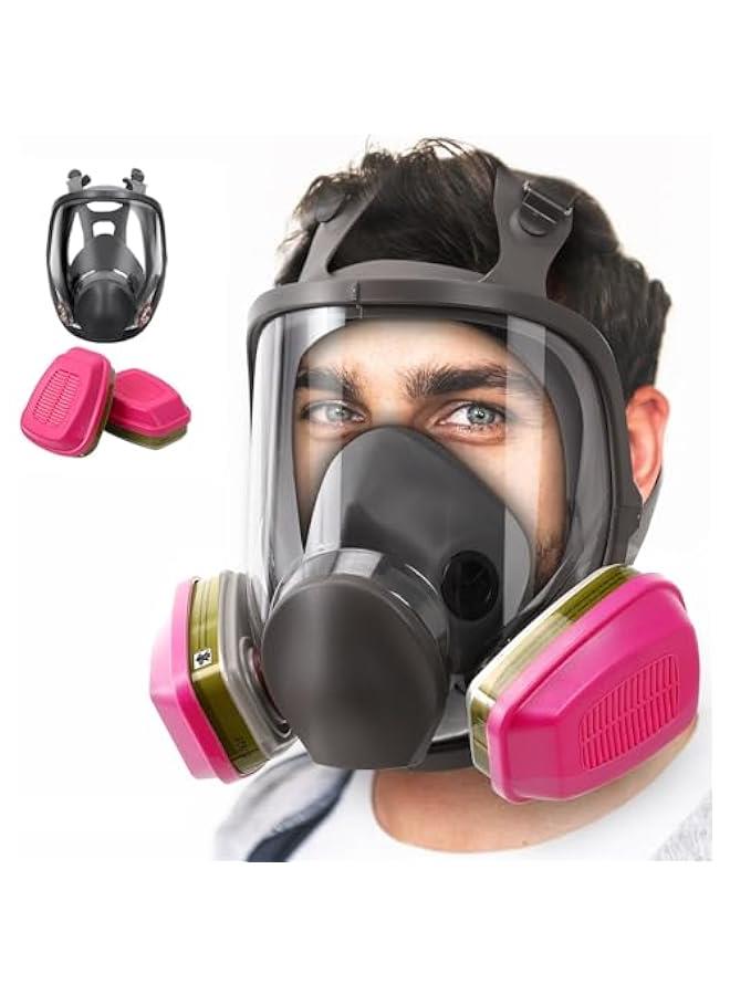 Arabest Full Face Respirator Mask with Filters, Reusable Anti-fog Gas Mask with 60926 Activated Carbon Filters Against Dust Organic Vapor, Ideal for Painting, Polishing, Welding, Sanding, Woodworking  - Image 1