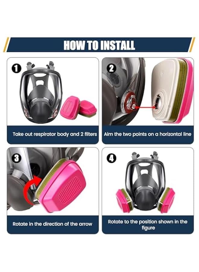 Arabest Full Face Respirator Mask with Filters, Reusable Anti-fog Gas Mask with 60926 Activated Carbon Filters Against Dust Organic Vapor, Ideal for Painting, Polishing, Welding, Sanding, Woodworking  - Image 5