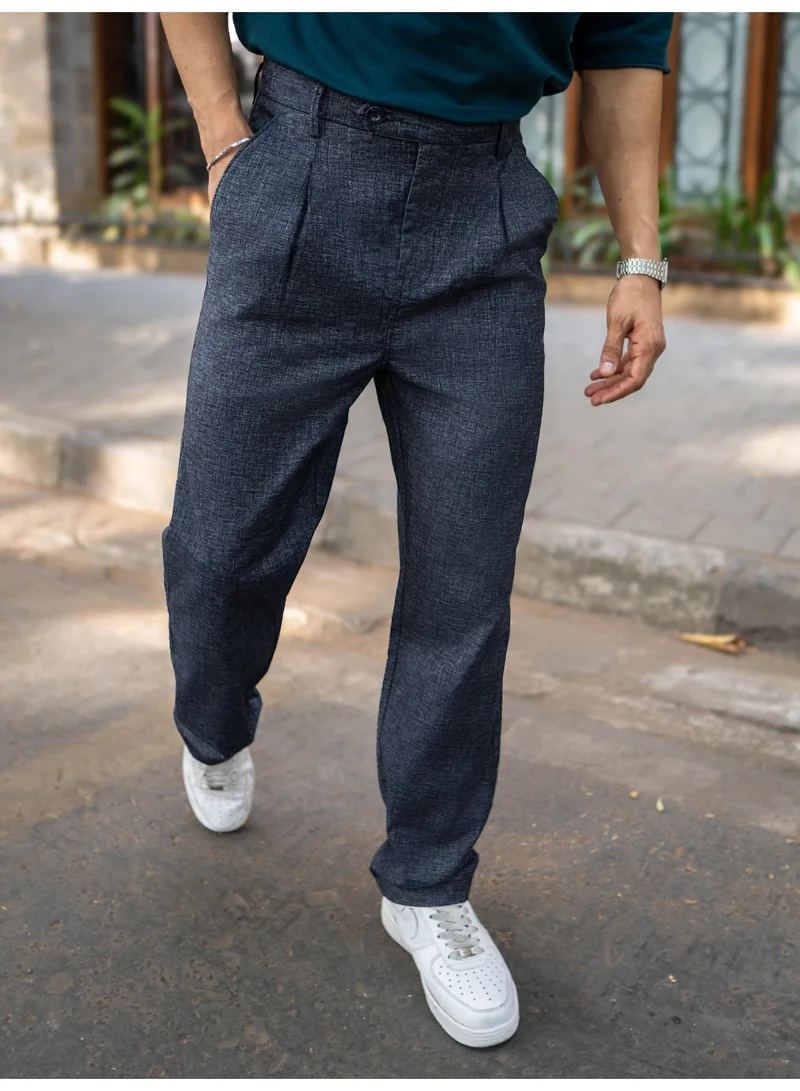 مانياك بنطلون مانياك كوري بقماش أزرق سادة منسوج