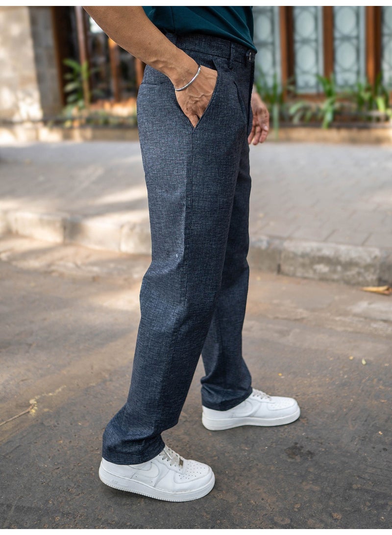 مانياك بنطلون مانياك كوري بقماش أزرق سادة منسوج - Image 4