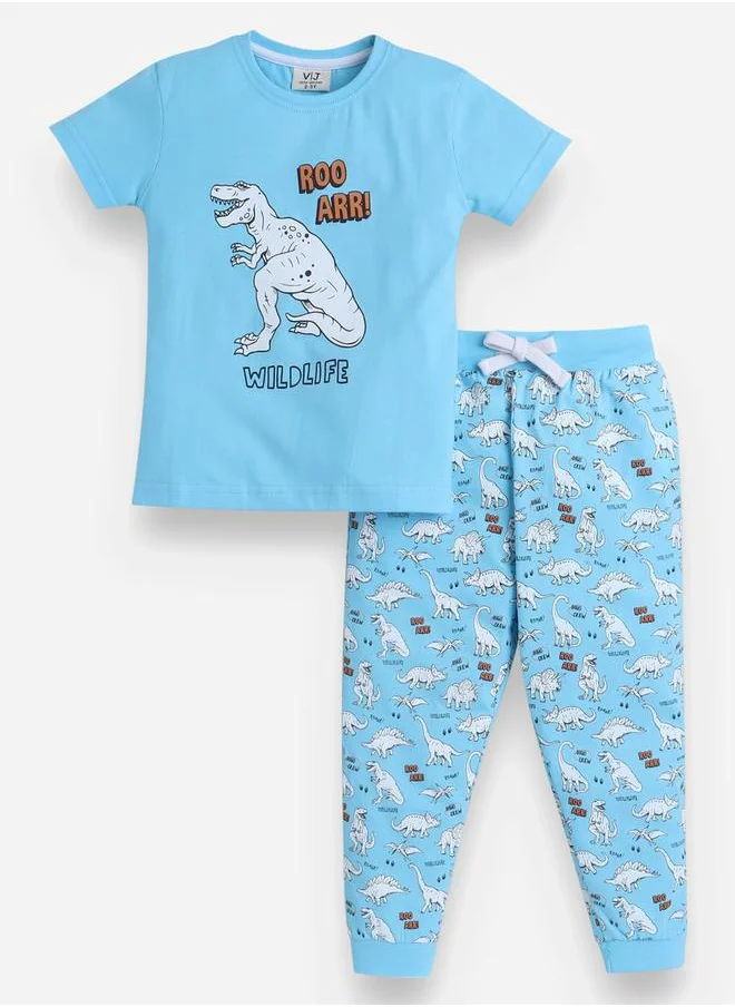 فكتور اند جين Graphic Print T-Shirt and All-Over Printed Pyjama Set