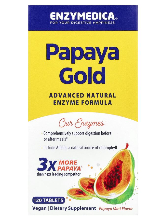 ENZYMEDICA Papaya Gold Papaya Mint 120 Tablets