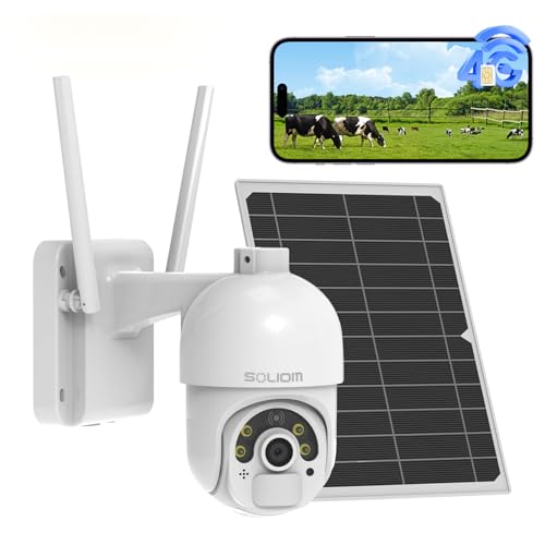 SOLIOM 4G LTE Cellular Security Camera Outdoor, No WiFi Solar Powered Camera, Pan Tilt 360° View Surveillance 2K Spotlight Color Night Vision, 2 Way Talk, PIR Motion Sensor, with SIM Card - Image 1