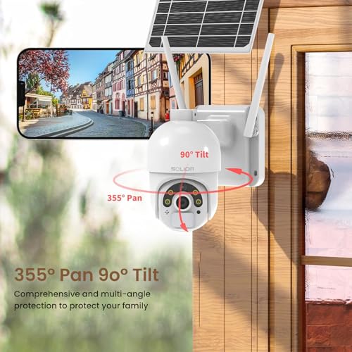 SOLIOM 4G LTE Cellular Security Camera Outdoor, No WiFi Solar Powered Camera, Pan Tilt 360° View Surveillance 2K Spotlight Color Night Vision, 2 Way Talk, PIR Motion Sensor, with SIM Card - Image 5