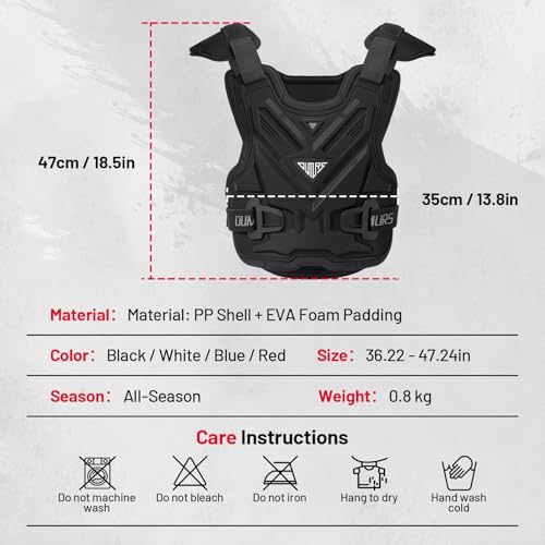 OUMURS Adult Off-Road Motorcycle Chest Protector, Lightweight Design with Reinforced PP Armor Plates, Breathable Motocross Protector for Dirt Bike, ATV & Skateboard Black - Image 3