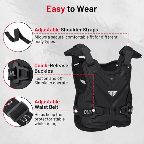 OUMURS Adult Off-Road Motorcycle Chest Protector, Lightweight Design with Reinforced PP Armor Plates, Breathable Motocross Protector for Dirt Bike, ATV & Skateboard Black - Image 5