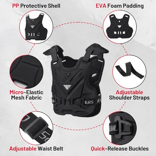 OUMURS Adult Off-Road Motorcycle Chest Protector, Lightweight Design with Reinforced PP Armor Plates, Breathable Motocross Protector for Dirt Bike, ATV & Skateboard Black - Image 2