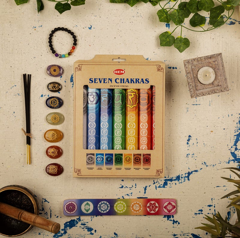 Hem Seven Chakra Incense Sticks – Natural Agarbatti for Pooja, Puja, Meditation, Yoga, Chakra Healing, Stress Relief & Home Fragrance | 140 Handcrafted Sticks | Low Smoke | Long Burning (35–40 Mins) - Image 3