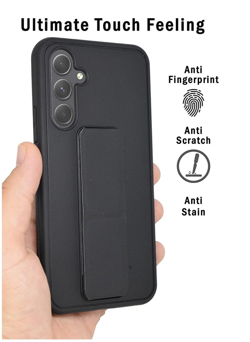 حافظة سامسونج جالاكسي A36 5G بحامل خلفي مغناطيسي للسيارة، غطاء مسند أفقي ورأسي من السيليكون الناعم، غطاء حماية كامل لحزام المعصم لهاتف سامسونج جالاكسي A36 5G - Image 3