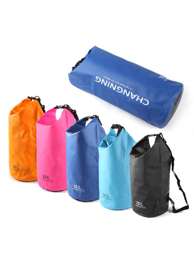 Generic Outdoor Special Swimming Drifting Special Barrel Bag Waterproof Bag Beach Bag Casual Shoulder Bag Storage Bag Thickened 15L-Color:Blue-Size:15L  - Image 3