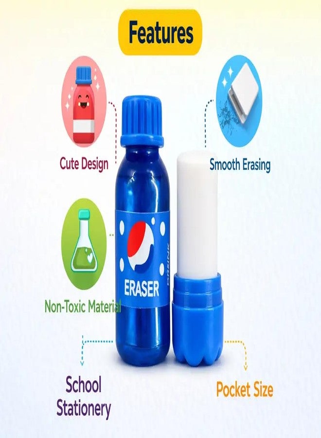 Kalra Magic Bottle Shape Eraser for Kids | Cute Cartoon Rubber Erasers | Non-Toxic Dust-Free Pencil Eraser | School Stationery Supplies | Birthday Return Gift for Kids Boys & Girls (Blue (Pack of 2) - Image 4