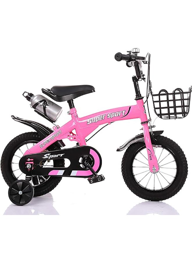 ZHITONG - ZHITONG 18 Inch Kids Bike with Training Wheels, Water Bottle, Dual Suspension, Carbon Steel Frame – Pink Bicycle for Girls Ages 5-7, Lightweight, with 12" Pneumatic Tires - Image 1
