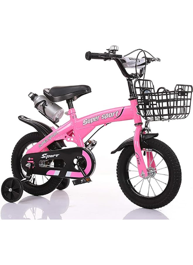 ZHITONG - ZHITONG 18 Inch Kids Bike with Training Wheels, Water Bottle, Dual Suspension, Carbon Steel Frame – Pink Bicycle for Girls Ages 5-7, Lightweight, with 12" Pneumatic Tires - Image 1