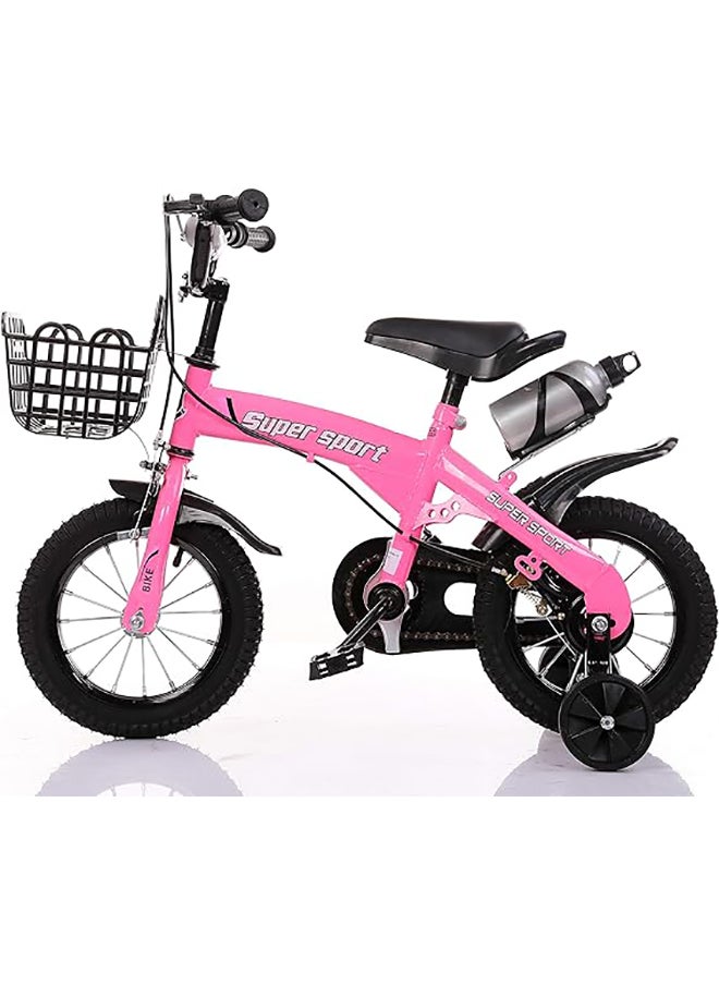 ZHITONG - ZHITONG 18 Inch Kids Bike with Training Wheels, Water Bottle, Dual Suspension, Carbon Steel Frame – Pink Bicycle for Girls Ages 5-7, Lightweight, with 12" Pneumatic Tires - Image 1