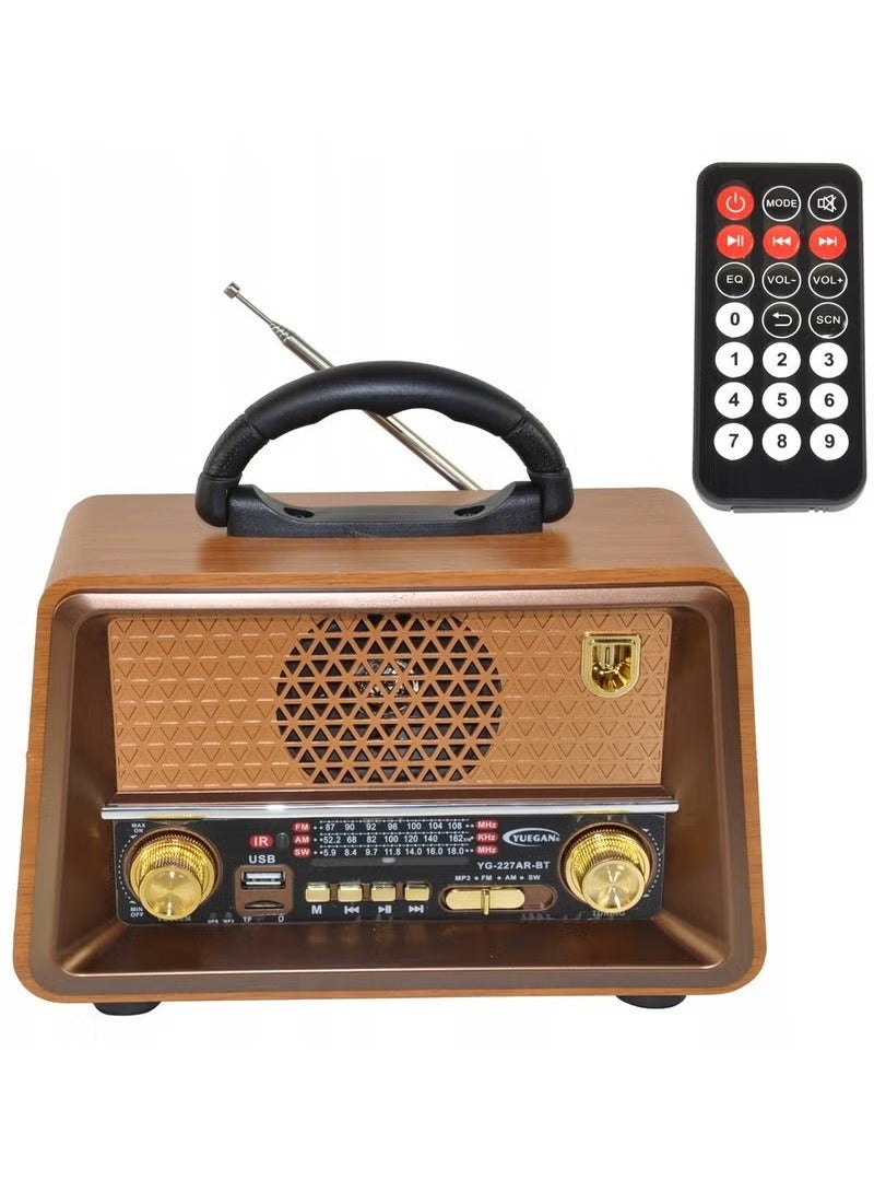 Denx Rechargeable HI-FI Radio with Remote Control, Large Capacity Battery, Portable, Retro Style FM Radio, Support Bluetooth DX2440  - Image 2