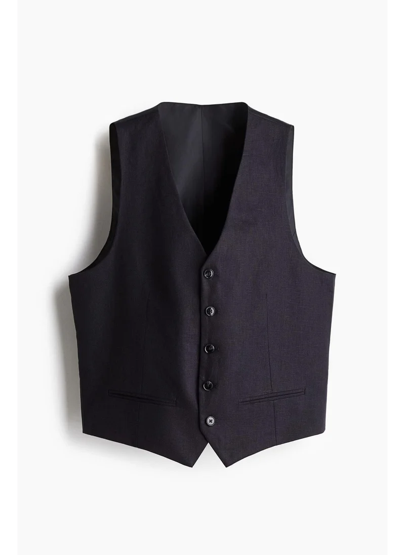 H&M Navy blue Slim Fit Linen suit waistcoat for Men | Best Price UAE