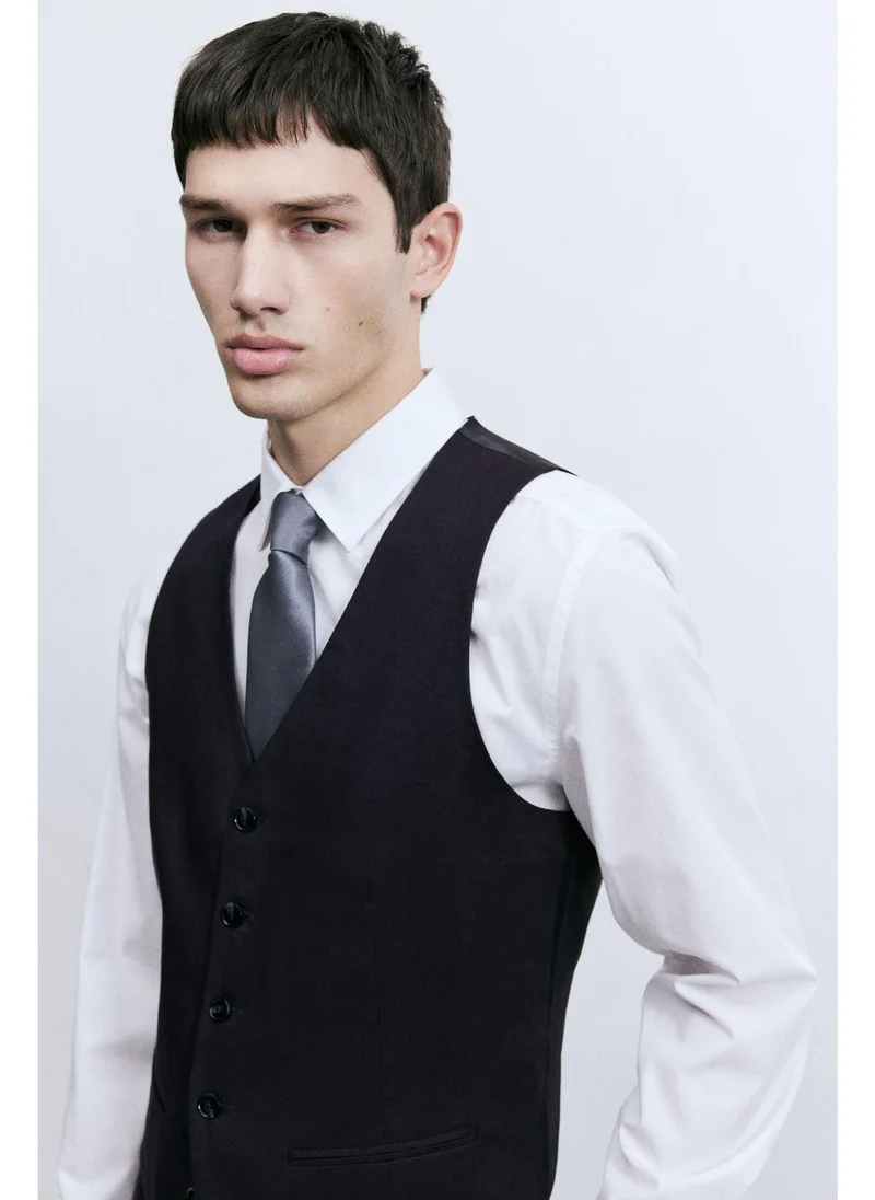 H&M Navy blue Slim Fit Linen suit waistcoat for Men | Best Price UAE