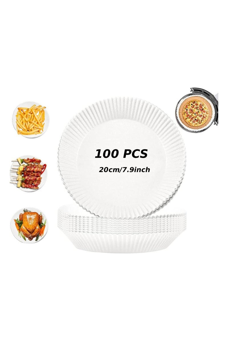MOMENT MOMENT 100pcs Air Fryer Disposable paper Liner, Air Fryer Liners Round, Baking Paper for Air Fryer Water-proof, Parchment Paper for Baking Roasting Microwave,20cm/7.9inch  - Image 1