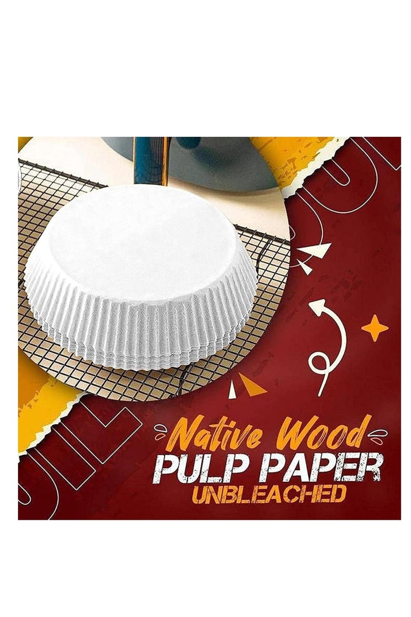 MOMENT MOMENT 100pcs Air Fryer Disposable paper Liner, Air Fryer Liners Round, Baking Paper for Air Fryer Water-proof, Parchment Paper for Baking Roasting Microwave,20cm/7.9inch  - Image 4