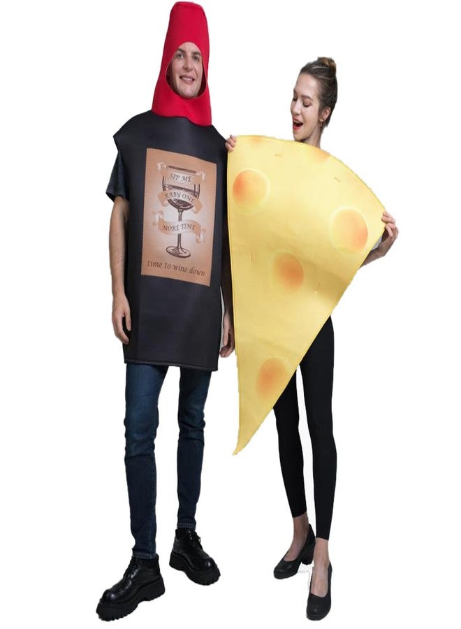 DSplay 2pcs Adult Couple Cheese Red Wine Costume Role Play Funny Food Costumes, Red Yellow - Image 2