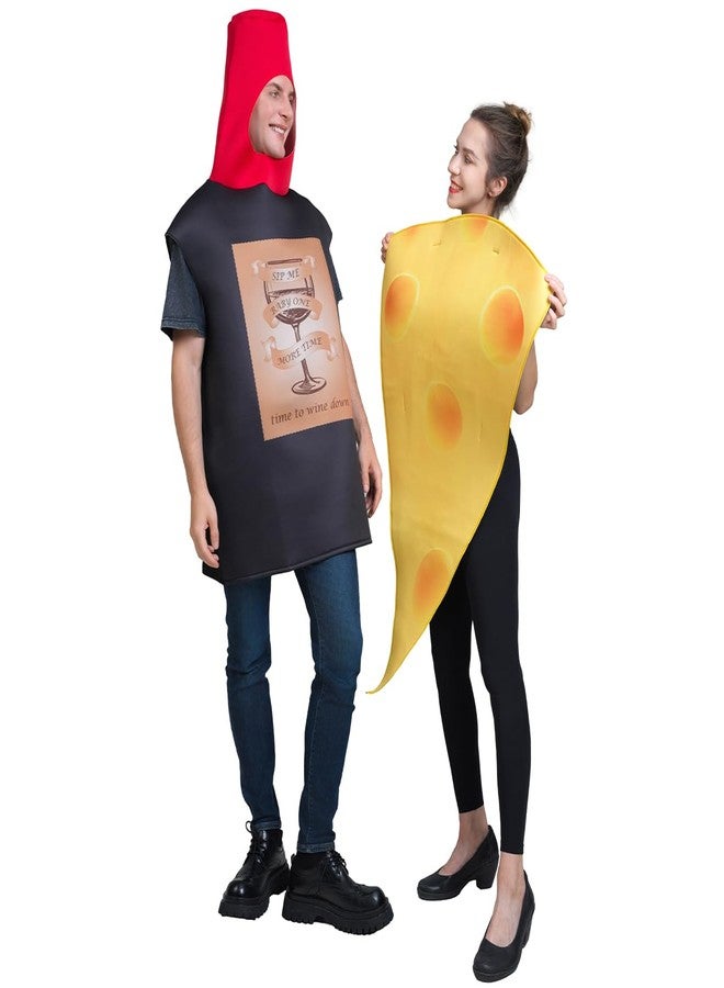 DSplay 2pcs Adult Couple Cheese Red Wine Costume Role Play Funny Food Costumes, Red Yellow - Image 3