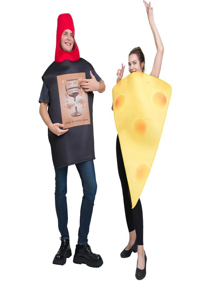 DSplay 2pcs Adult Couple Cheese Red Wine Costume Role Play Funny Food Costumes, Red Yellow - Image 4
