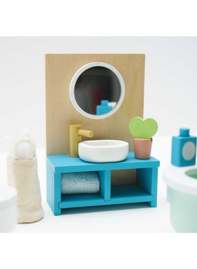 لي توي فان مجموعة ألعاب خشبية فاخرة للحمام من لو توي فان - إكسسوارات بيت الدمية | مجموعة ألعاب لبيت الدمية | مجموعات أثاث بيت الدمية للبنات - مناسبة للأعمار من 3 سنوات فما فوق - Image 5