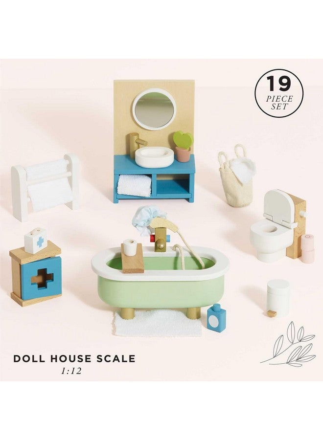 لي توي فان مجموعة ألعاب خشبية فاخرة للحمام من لو توي فان - إكسسوارات بيت الدمية | مجموعة ألعاب لبيت الدمية | مجموعات أثاث بيت الدمية للبنات - مناسبة للأعمار من 3 سنوات فما فوق - Image 2