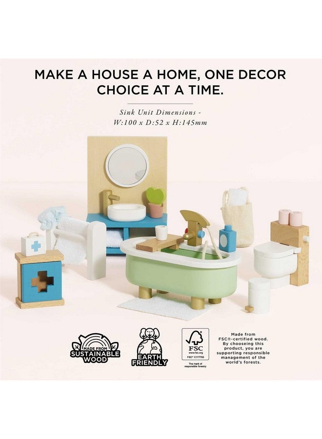 لي توي فان مجموعة ألعاب خشبية فاخرة للحمام من لو توي فان - إكسسوارات بيت الدمية | مجموعة ألعاب لبيت الدمية | مجموعات أثاث بيت الدمية للبنات - مناسبة للأعمار من 3 سنوات فما فوق - Image 4