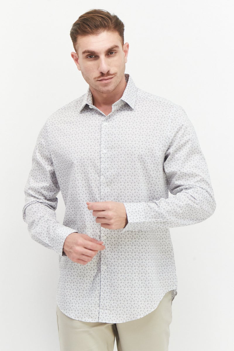 Van Heusen Men Slim Fit Long Sleeve Floral Pattern Dress Shirt, Multicolor - Image 1