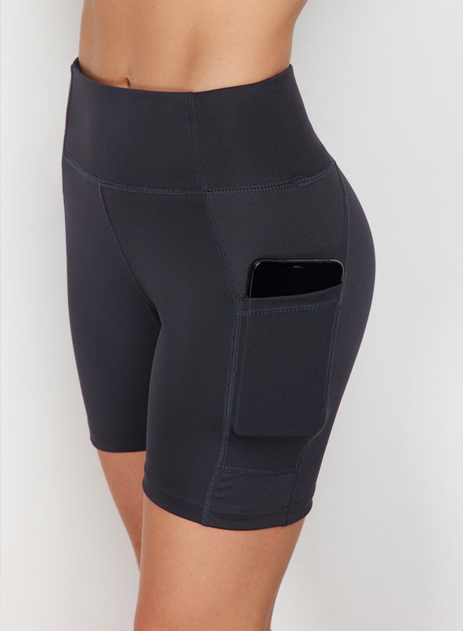 trendyol Anthracite Double Pocket Detailed Knitted Sports Shorts/Short Leggings  - Image 1
