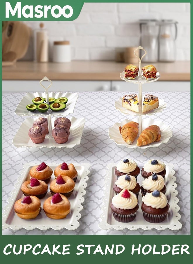 Masroo 10 PCS Cupcake Stand Holder, Dessert Table Display Set, Treat Table Candy Cake Desert Tiered Tray, 3 Tier Serving Trays for Tea Party, Wedding Baby Shower Bridal Shower Decorations - Image 2