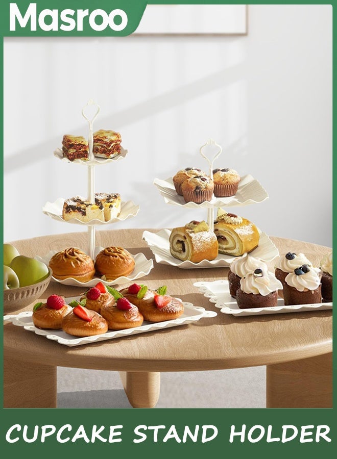 Masroo 10 PCS Cupcake Stand Holder, Dessert Table Display Set, Treat Table Candy Cake Desert Tiered Tray, 3 Tier Serving Trays for Tea Party, Wedding Baby Shower Bridal Shower Decorations - Image 3