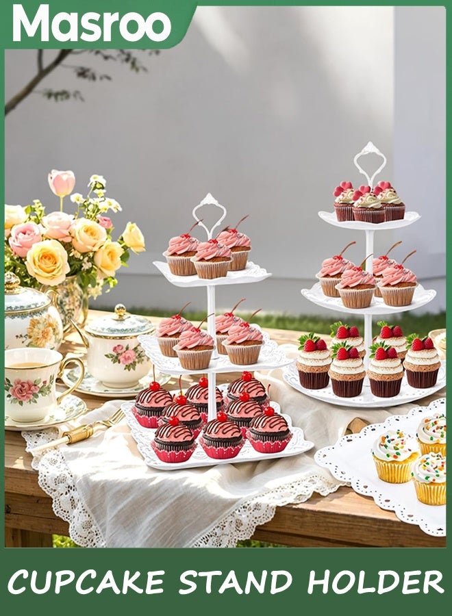 Masroo 10 PCS Cupcake Stand Holder, Dessert Table Display Set, Treat Table Candy Cake Desert Tiered Tray, 3 Tier Serving Trays for Tea Party, Wedding Baby Shower Bridal Shower Decorations - Image 4
