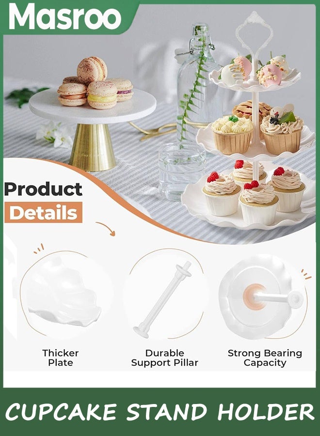 Masroo 10 PCS Cupcake Stand Holder, Dessert Table Display Set, Treat Table Candy Cake Desert Tiered Tray, 3 Tier Serving Trays for Tea Party, Wedding Baby Shower Bridal Shower Decorations - Image 5