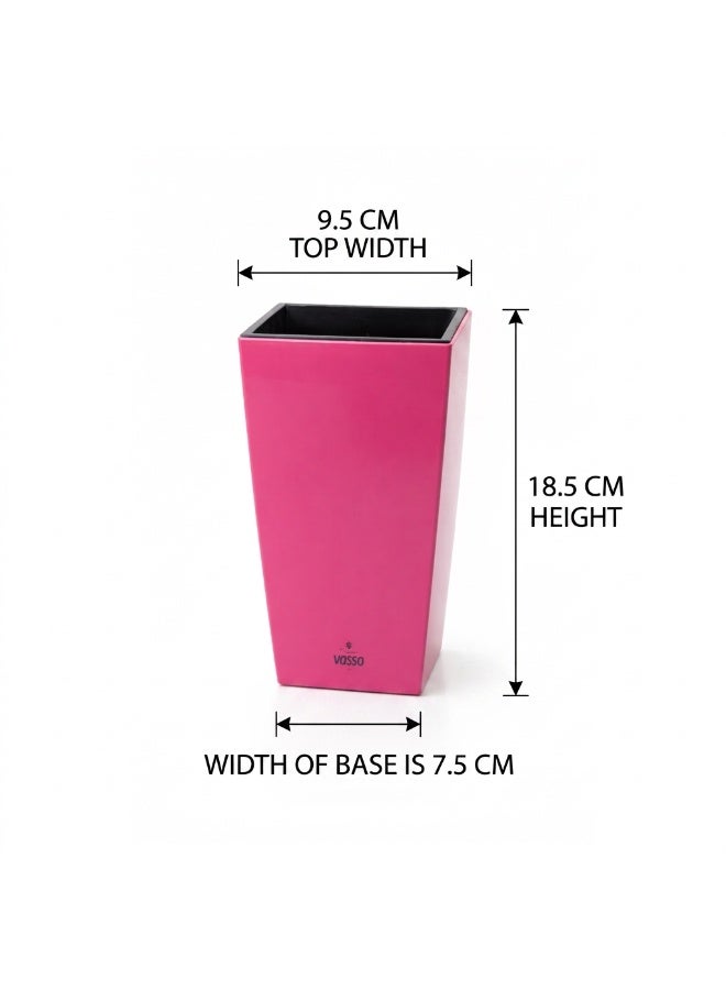 VASSO Vina 10cm Square Self-Watering Planter - Vibrant Pink Decorative Tabletop Pot for Small Indoor Plants, Succulents and Cactus - Smart Water Reservoir System - Ideal for Office and Home Decor - Image 3