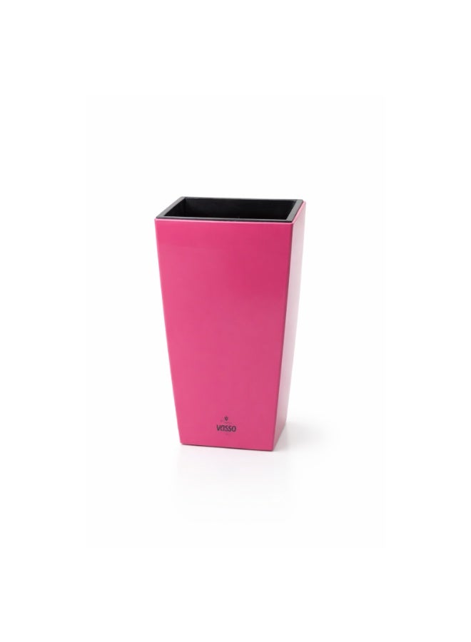 VASSO Vina 10cm Square Self-Watering Planter - Vibrant Pink Decorative Tabletop Pot for Small Indoor Plants, Succulents and Cactus - Smart Water Reservoir System - Ideal for Office and Home Decor - Image 2